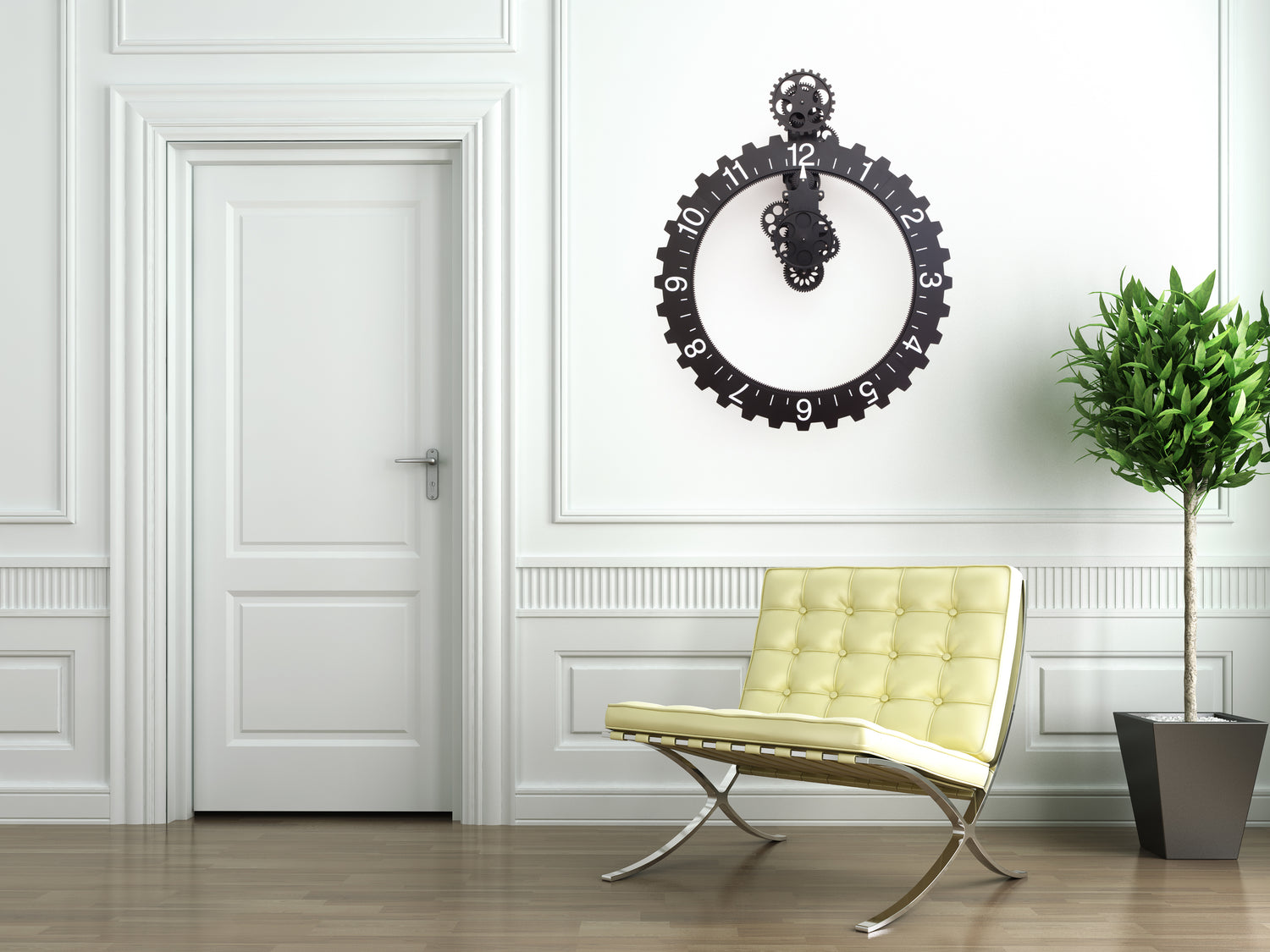Black Big Wheel Wall Clock