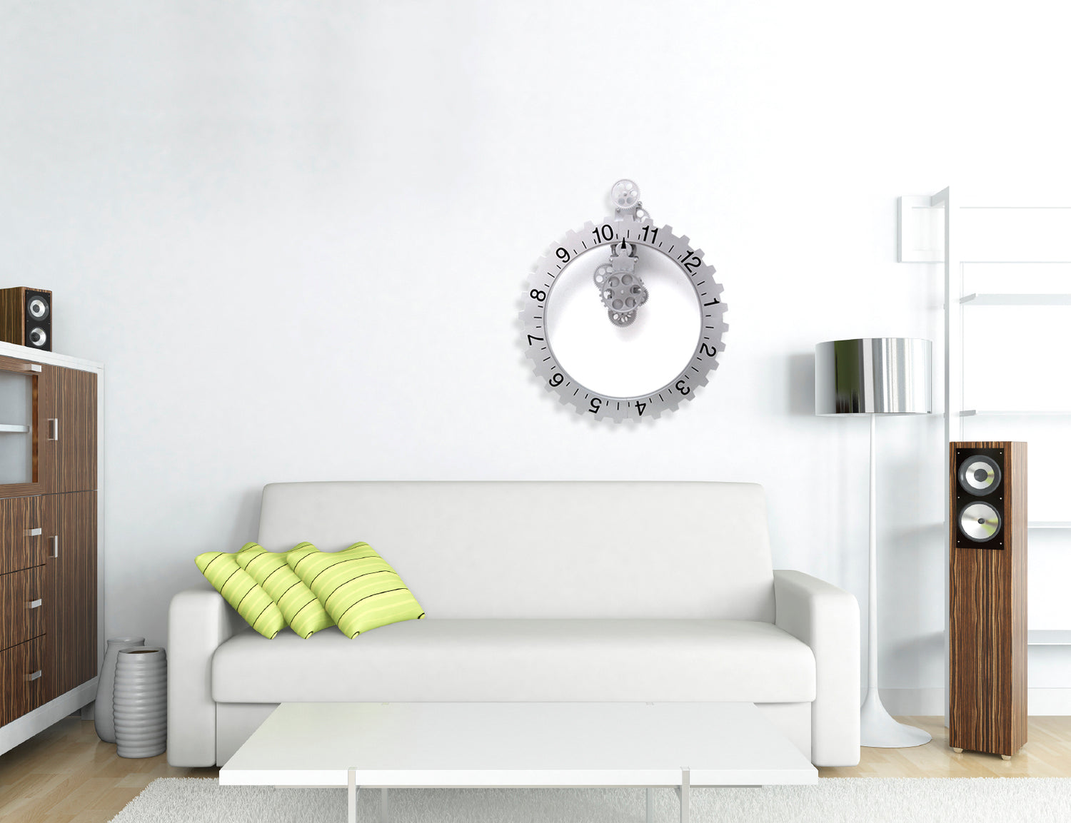 Big Wheel Wall Clock Silver