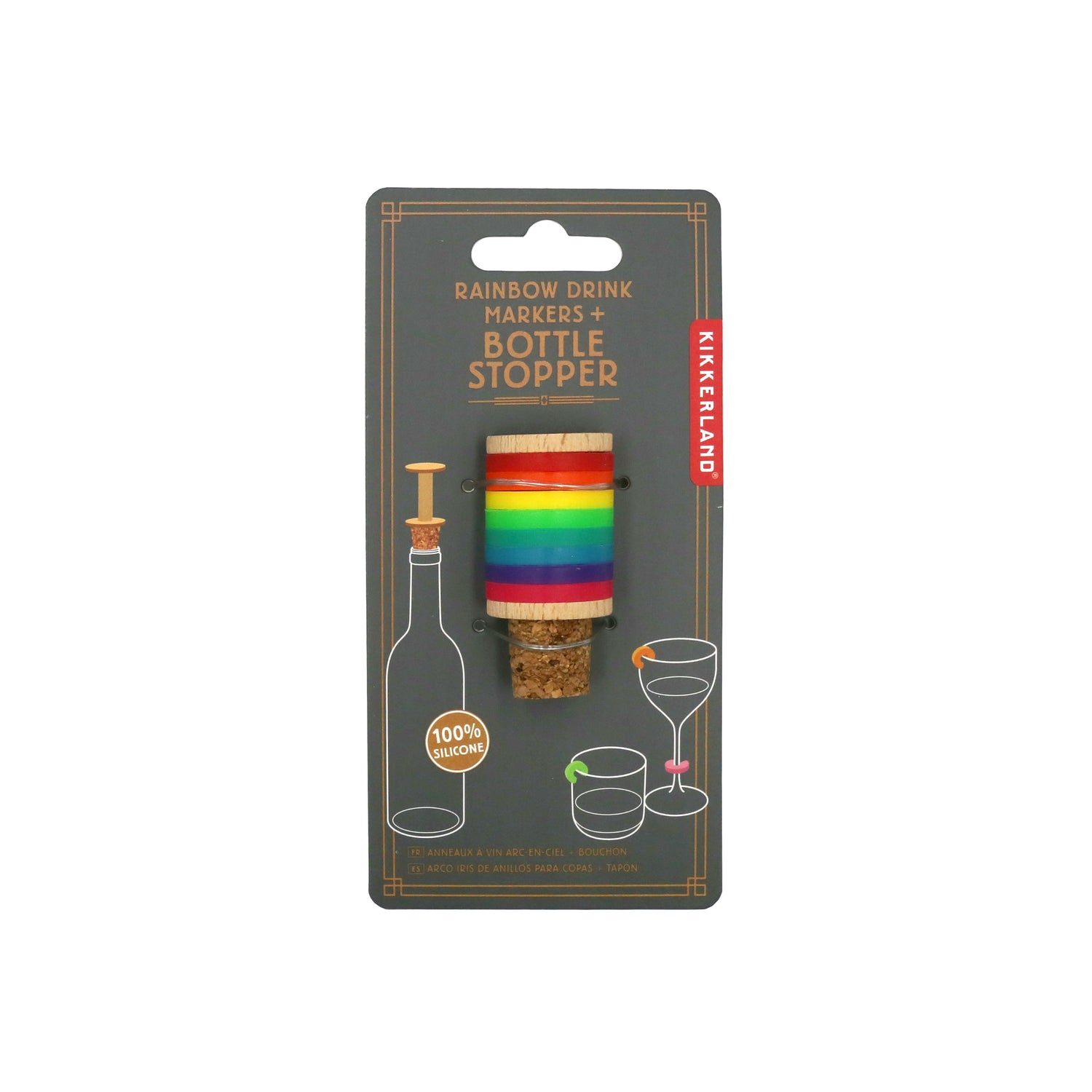 Rainbow Wine Rings and Stopper
