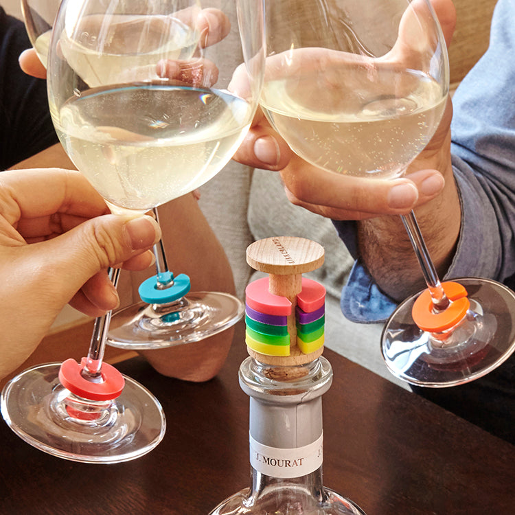 Rainbow Wine Rings + Stopper