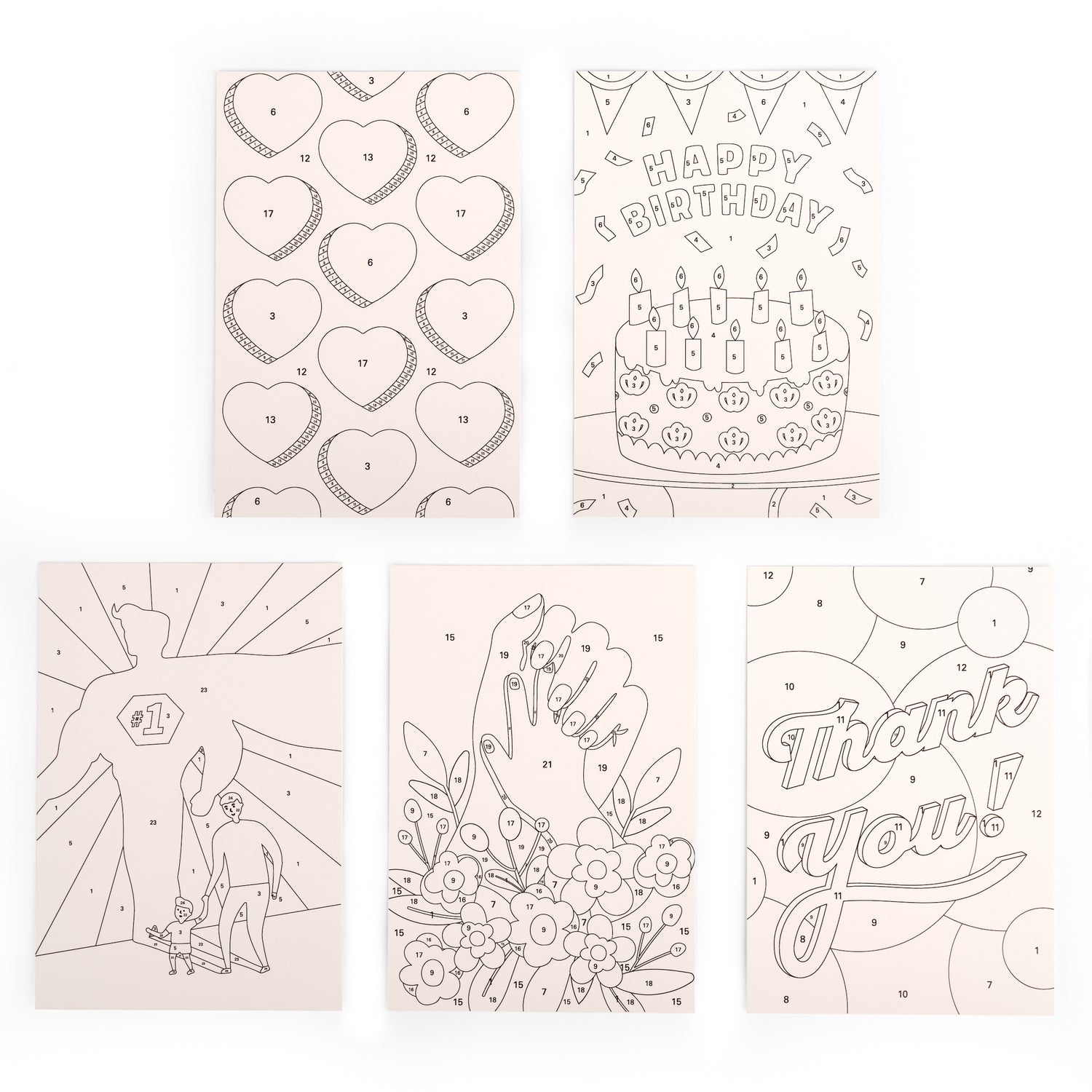 Crafters Paint by Numbers Greeting Cards