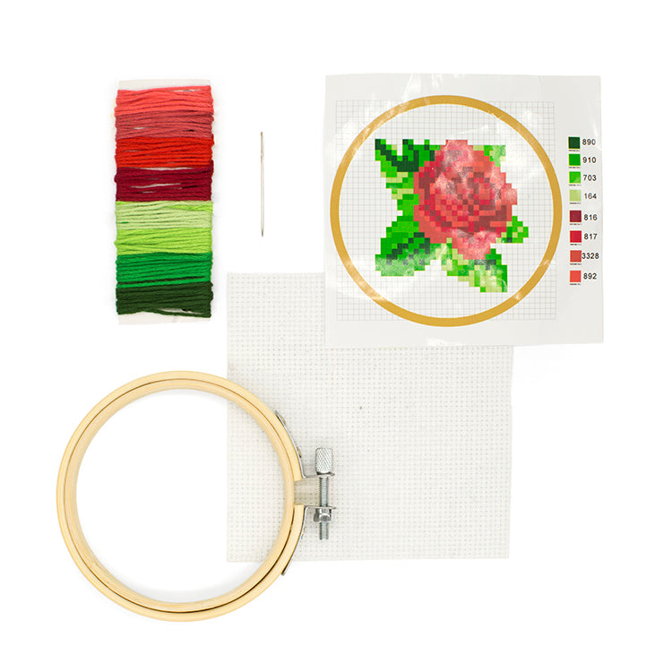Rose Mini Cross Stitch Embroidery Kit – Kikkerland Design Inc