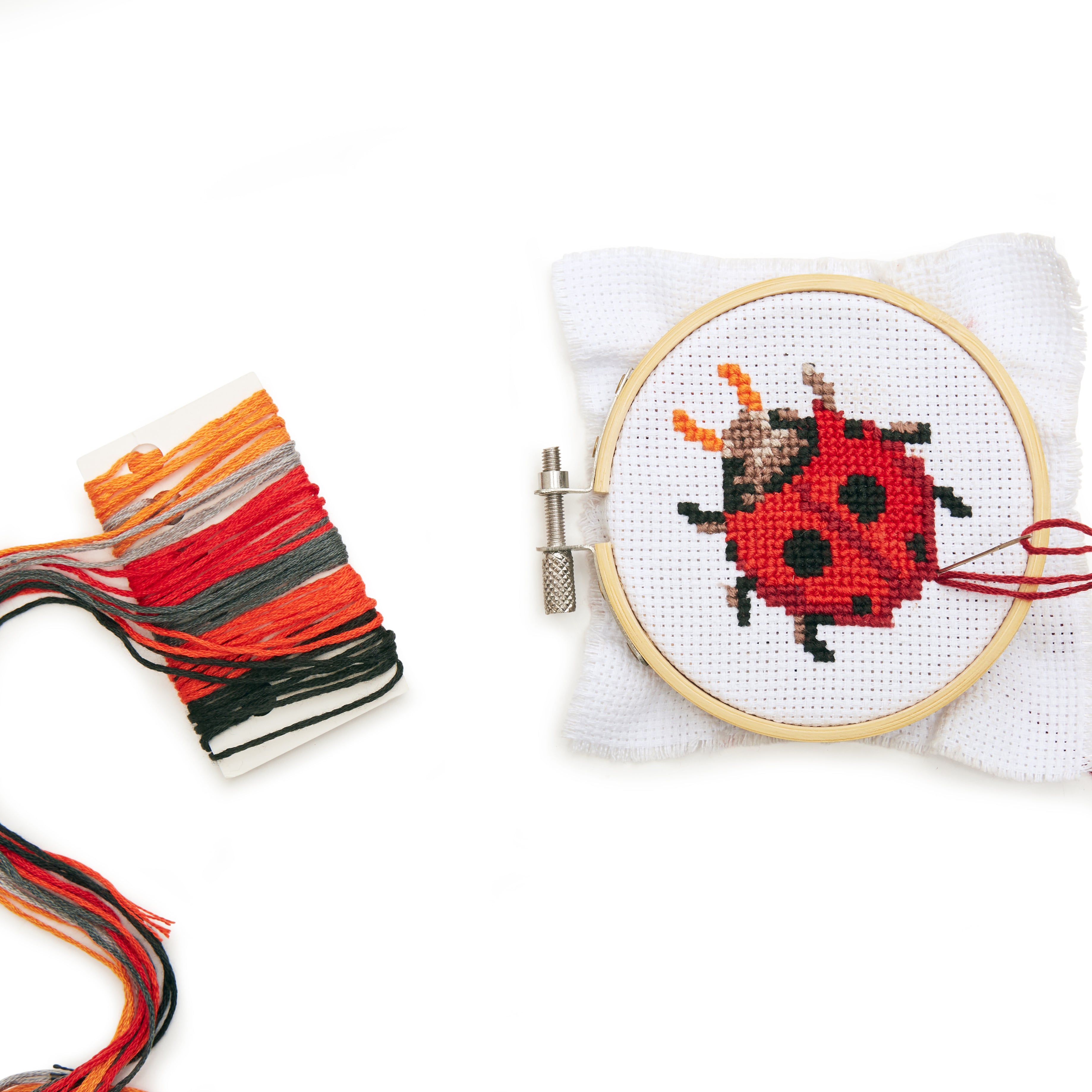 Ladybug Mini Cross Stitch Embroidery Kit – Kikkerland Design Inc