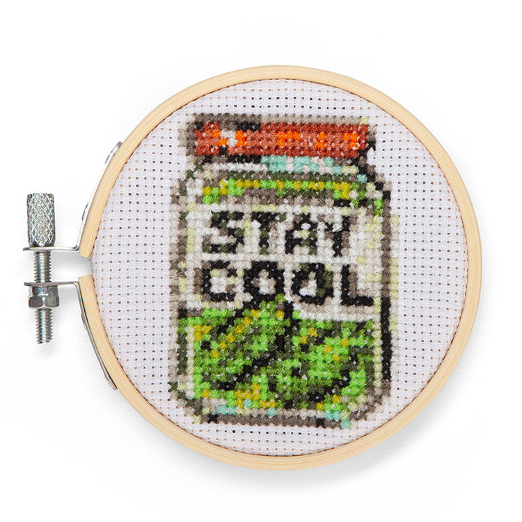 Stay Cool Pickle Mini Cross Stitch Embroidery – Kikkerland Design Inc