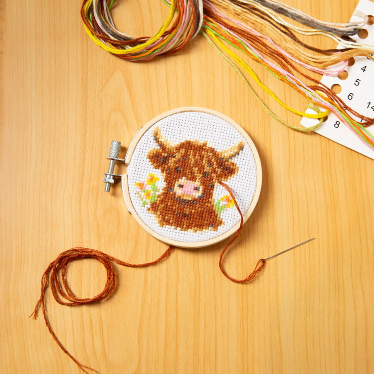 Highland Cow Mini Cross Embroidery