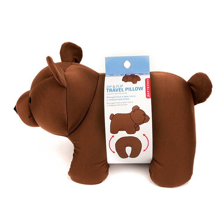 Zip And Flip Bear Head Rest Brown