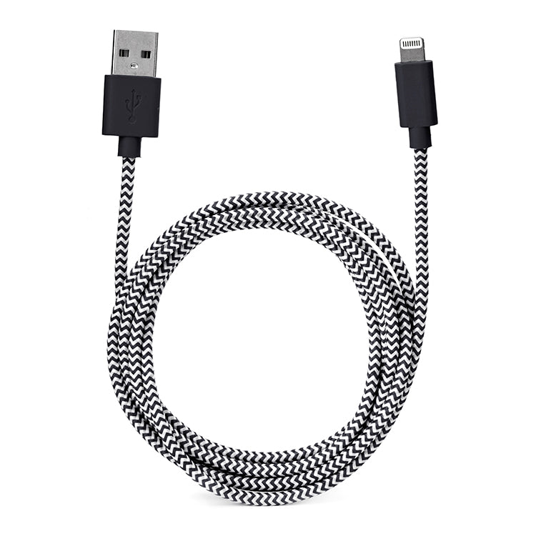 Black Chevron Cotton Braided Charging Cable