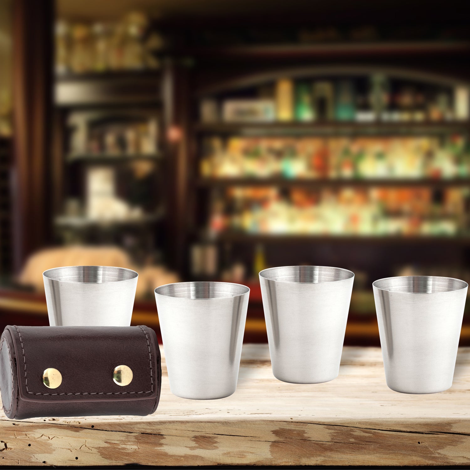 Shot Glasses with Leather Case