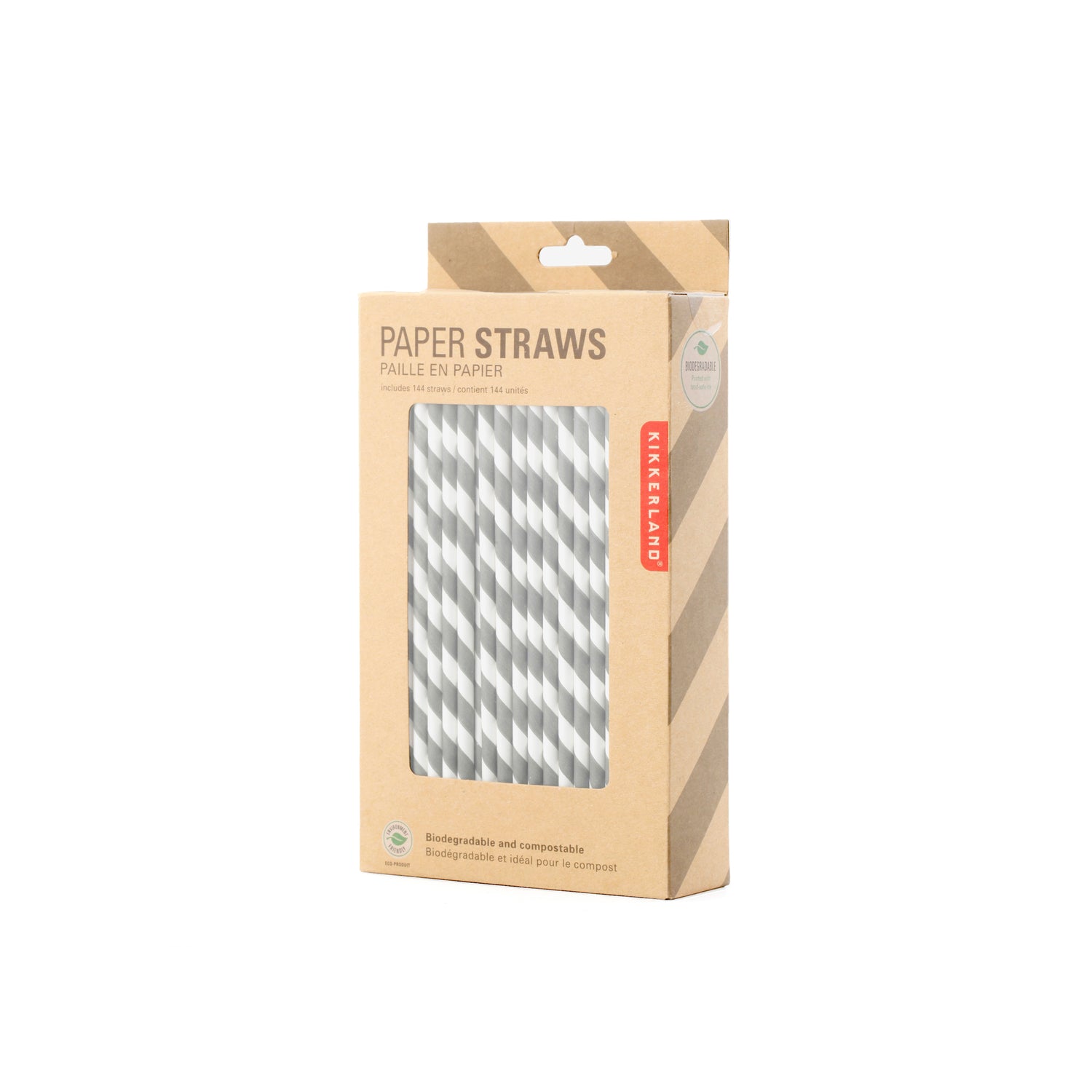 Gray Stripe Paper Straws