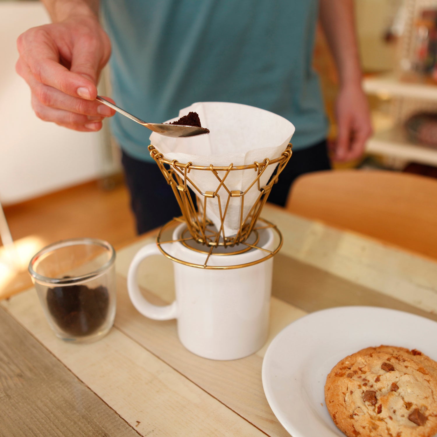 Goutteur de café pliable en laiton