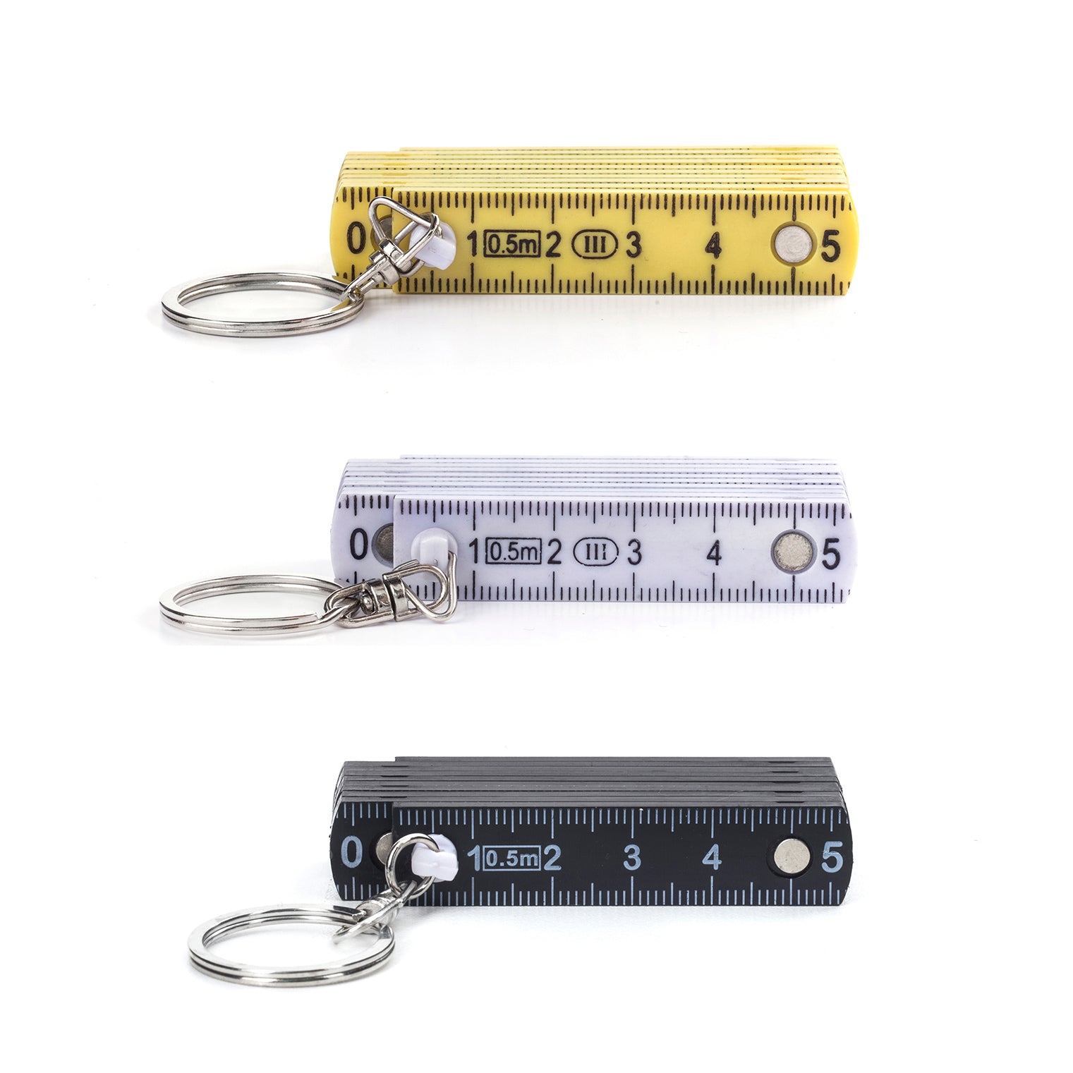 5 Pack Mini Tape Measure Keychain (Assorted Colors) - 3' x 1/4