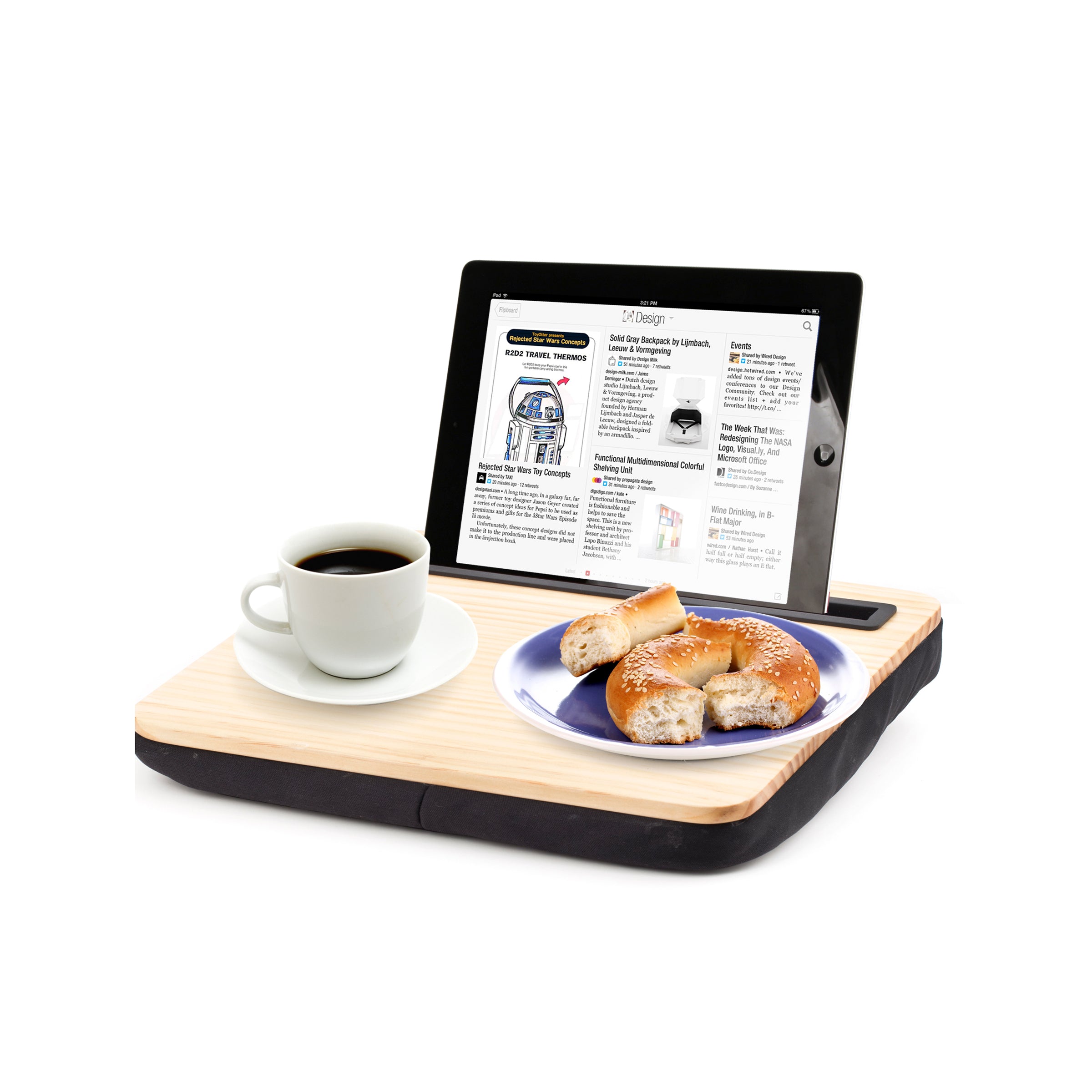 Kikkerland iBed Extra Large Lap Desk W/ Tablet & Phone Holder - Black