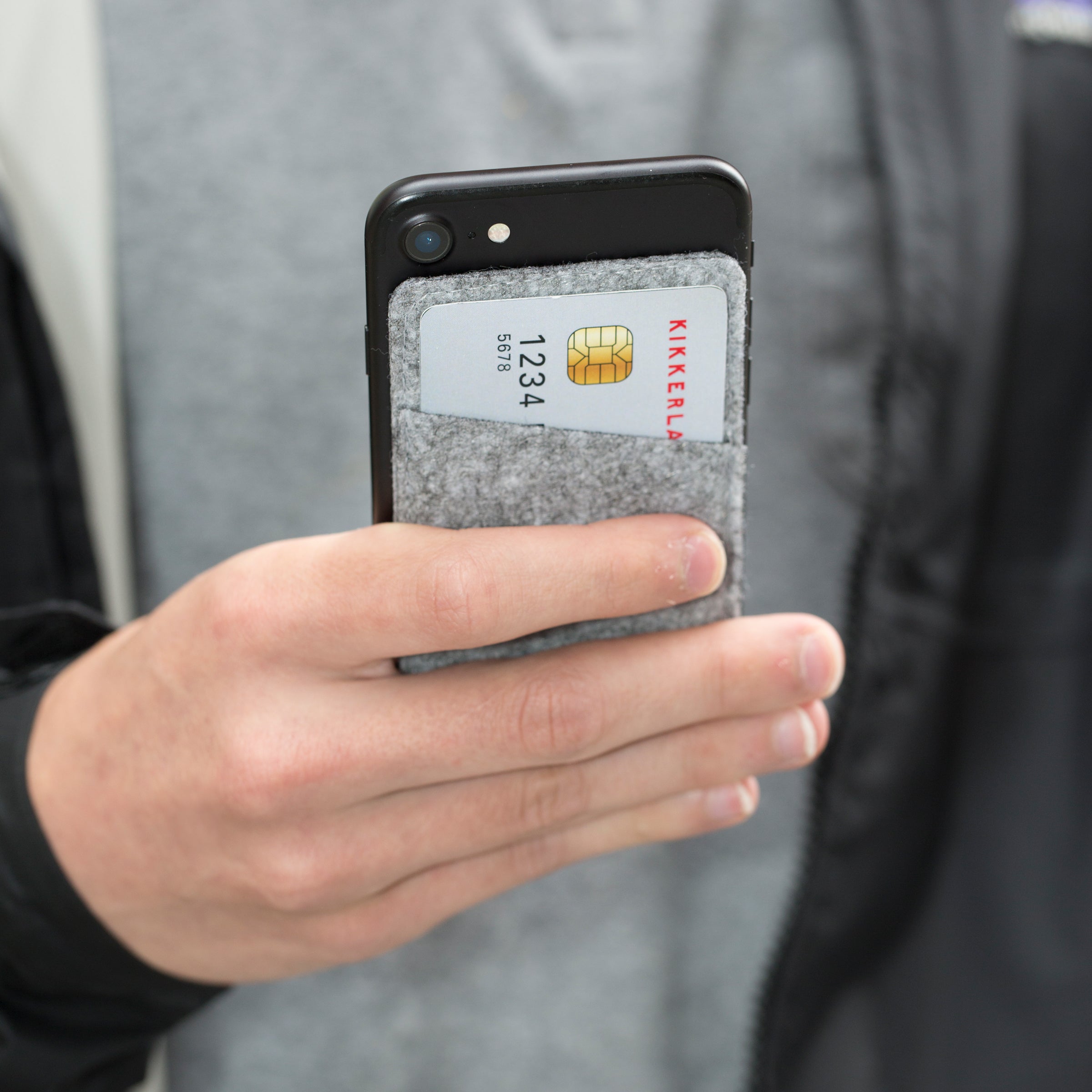 Kikkerland Felt Safe Slot Universal Adhesive Phone Card Holder