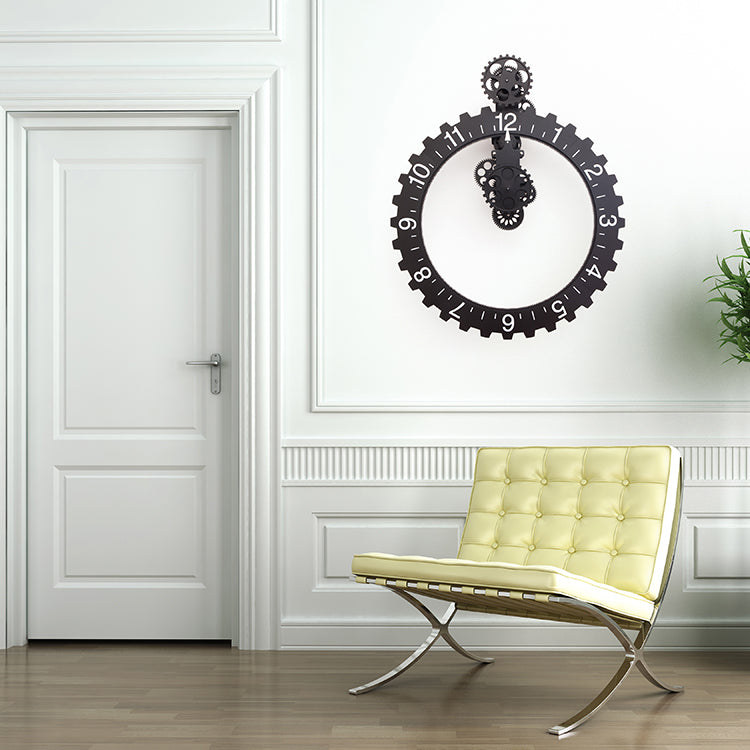 Big Wheel Hour Wall Clock Black