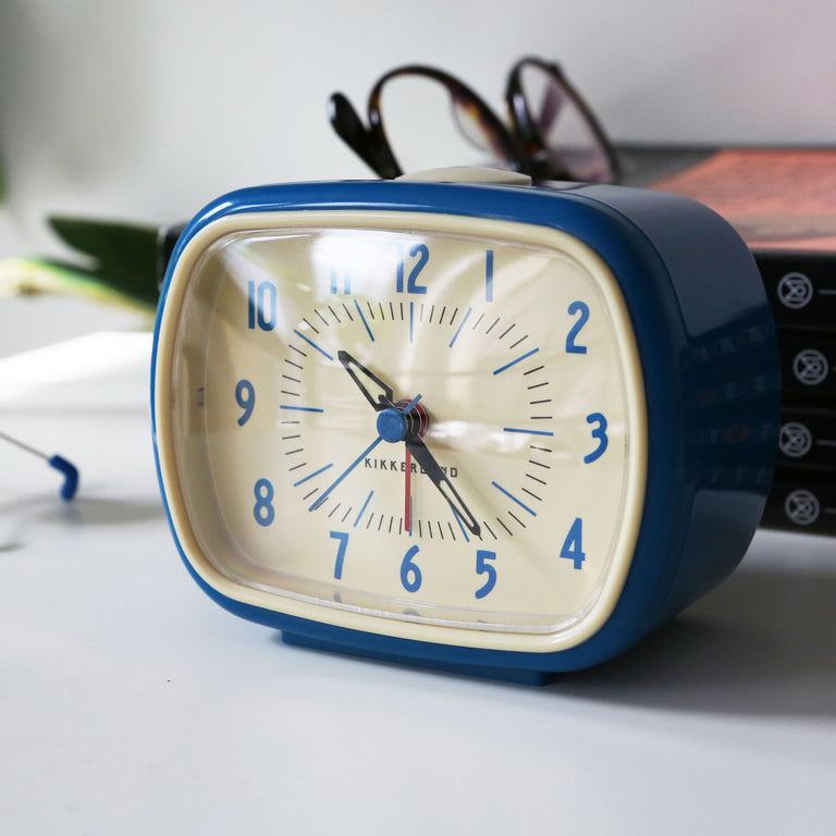 Blue Retro Alarm Clock – Kikkerland Design Inc