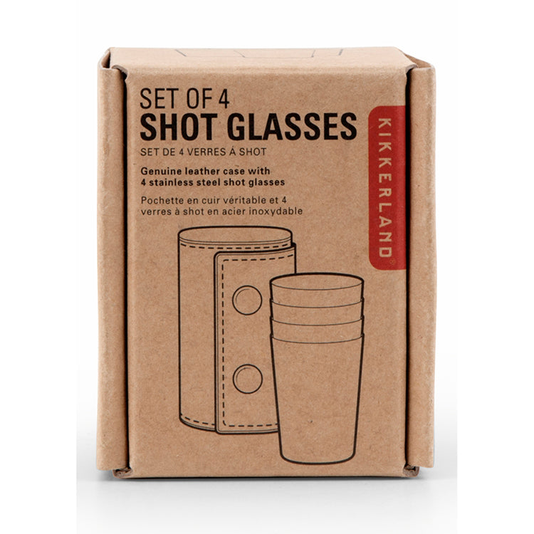Shot Glasses with Leather Case – Kikkerland Design Inc