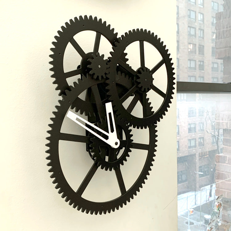 家具 Kikkerland Black Triple Gear Wall Clock Triple Gear Wall Clock – Kikkerland Design Inc