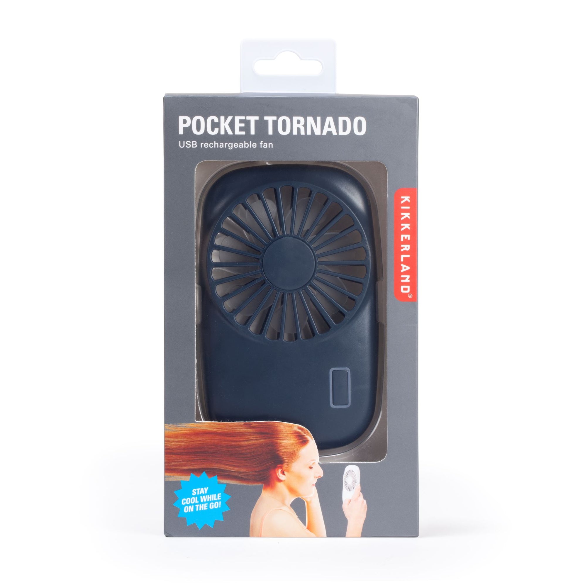 Handheld Personal Pocket Tornado Fan, USB Rechargeable, Blue