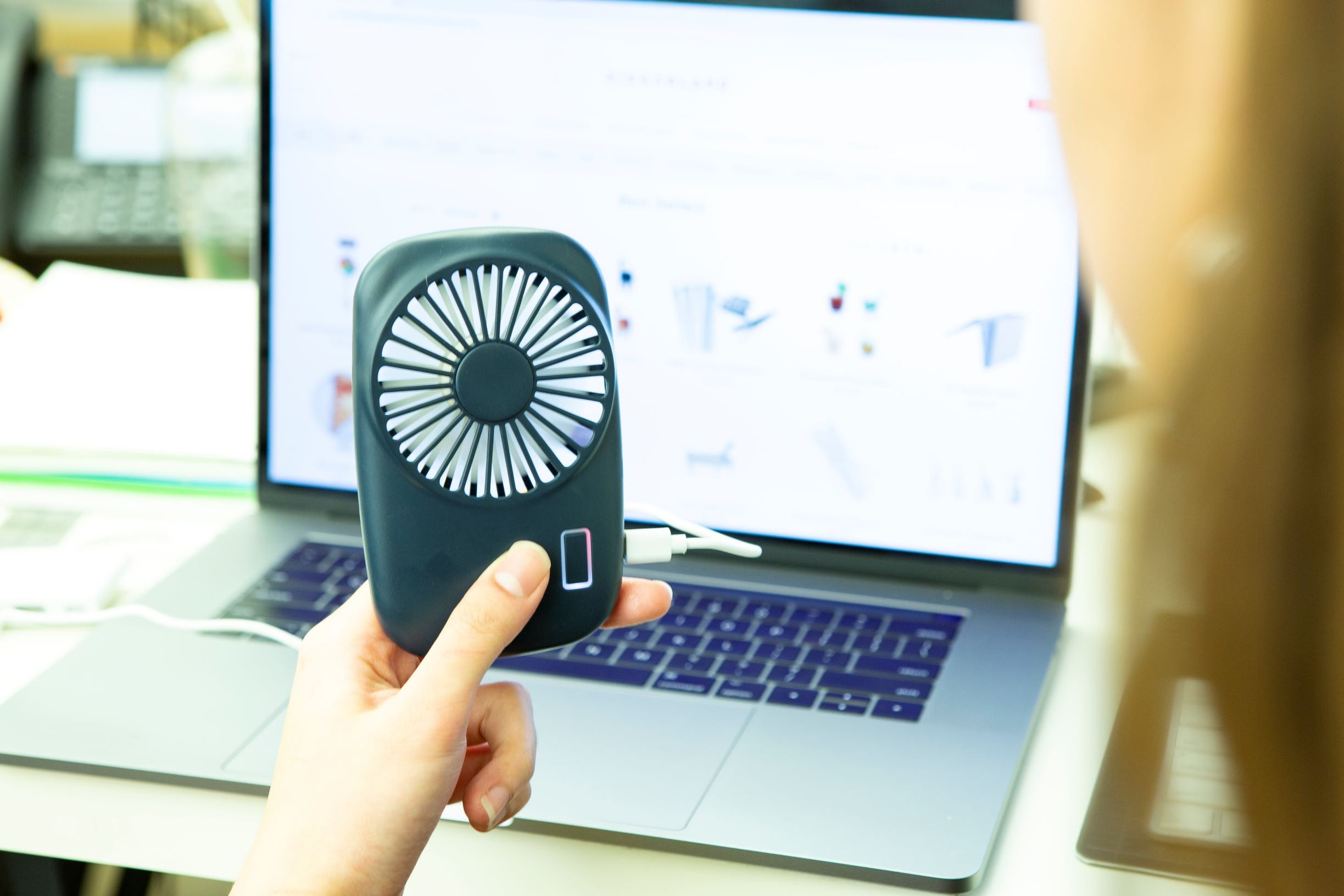 Handheld Personal Pocket Tornado Fan, USB Rechargeable, Blue