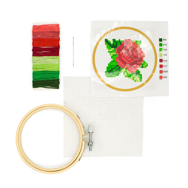 Rose Mini Cross Stitch Embroidery Kit – Kikkerland Design Inc