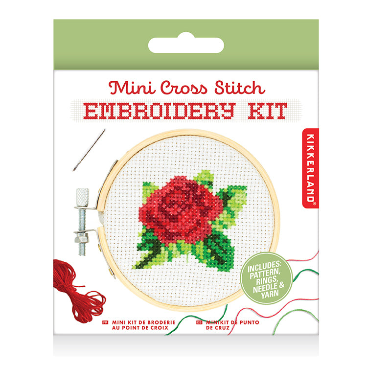 Rose Mini Cross Stitch Embroidery Kit – Kikkerland Design Inc