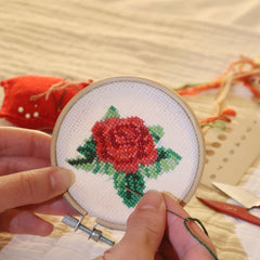 Mini Cross Stitch Embroidery Kit - Rose