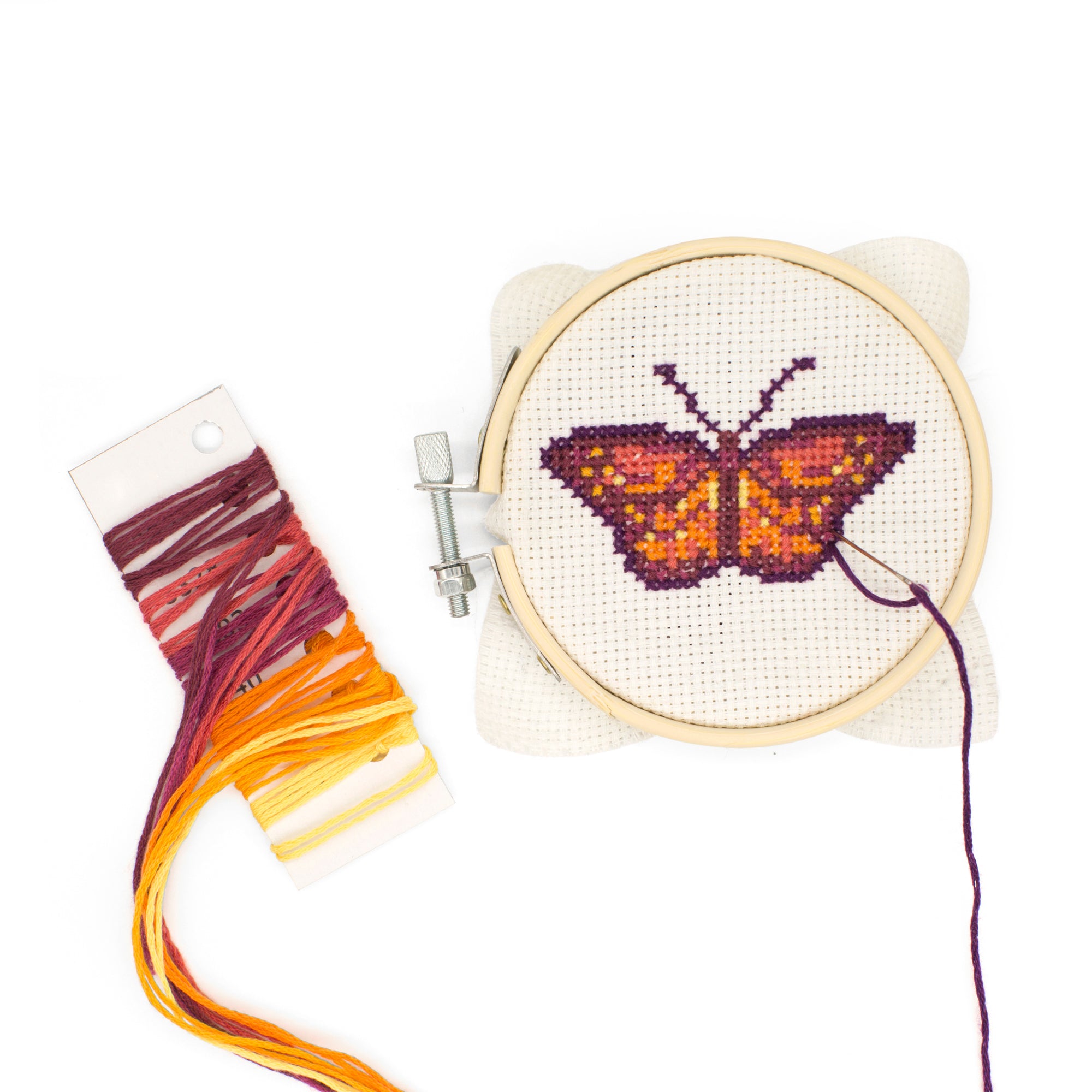 Butterfly Mini Cross Stitch Embroidery Kit – Kikkerland Design Inc