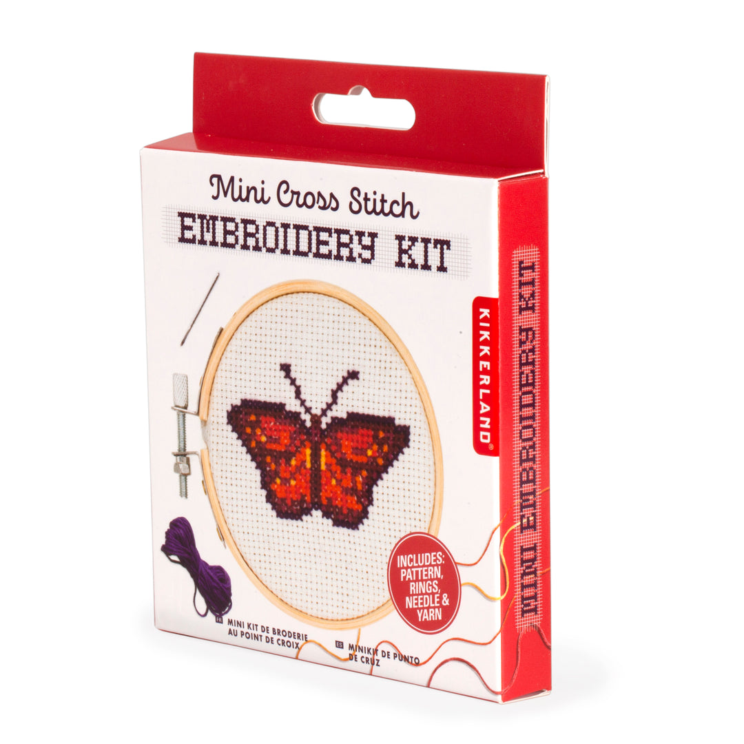 Butterfly Mini Cross Stitch Embroidery Kit – Kikkerland Design Inc