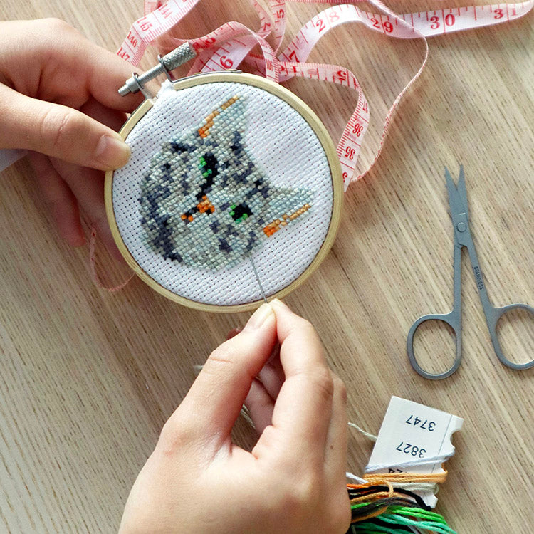 Tabby Cat Mini Cross Stitch Embroidery Kit – Kikkerland Design Inc