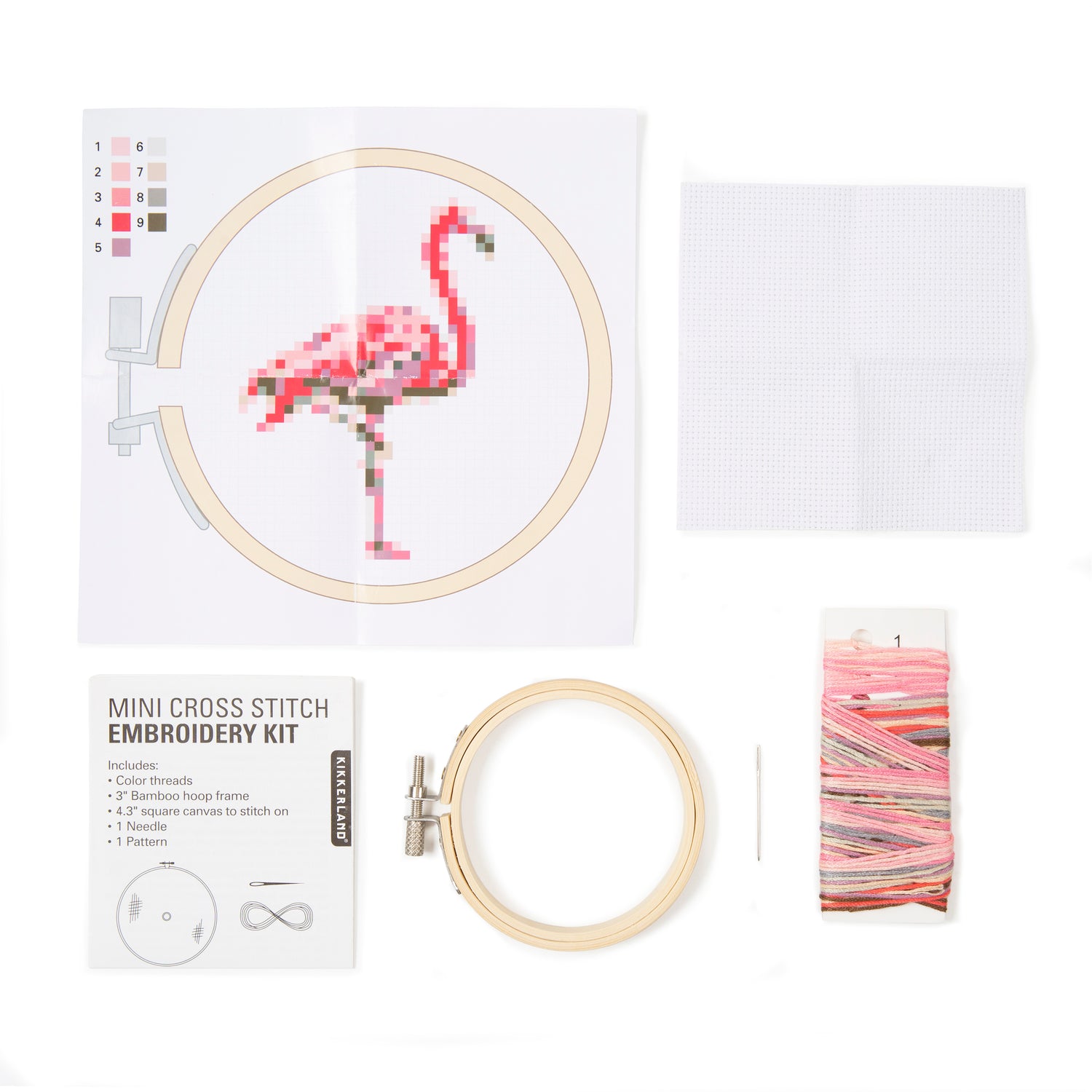 Kikkerland Mini Cross Stitch Embroidery Kit – Bird