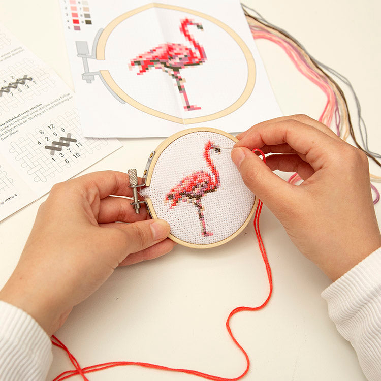 Flamingo Mini Cross Stitch Embroidery Kit – Kikkerland Design Inc