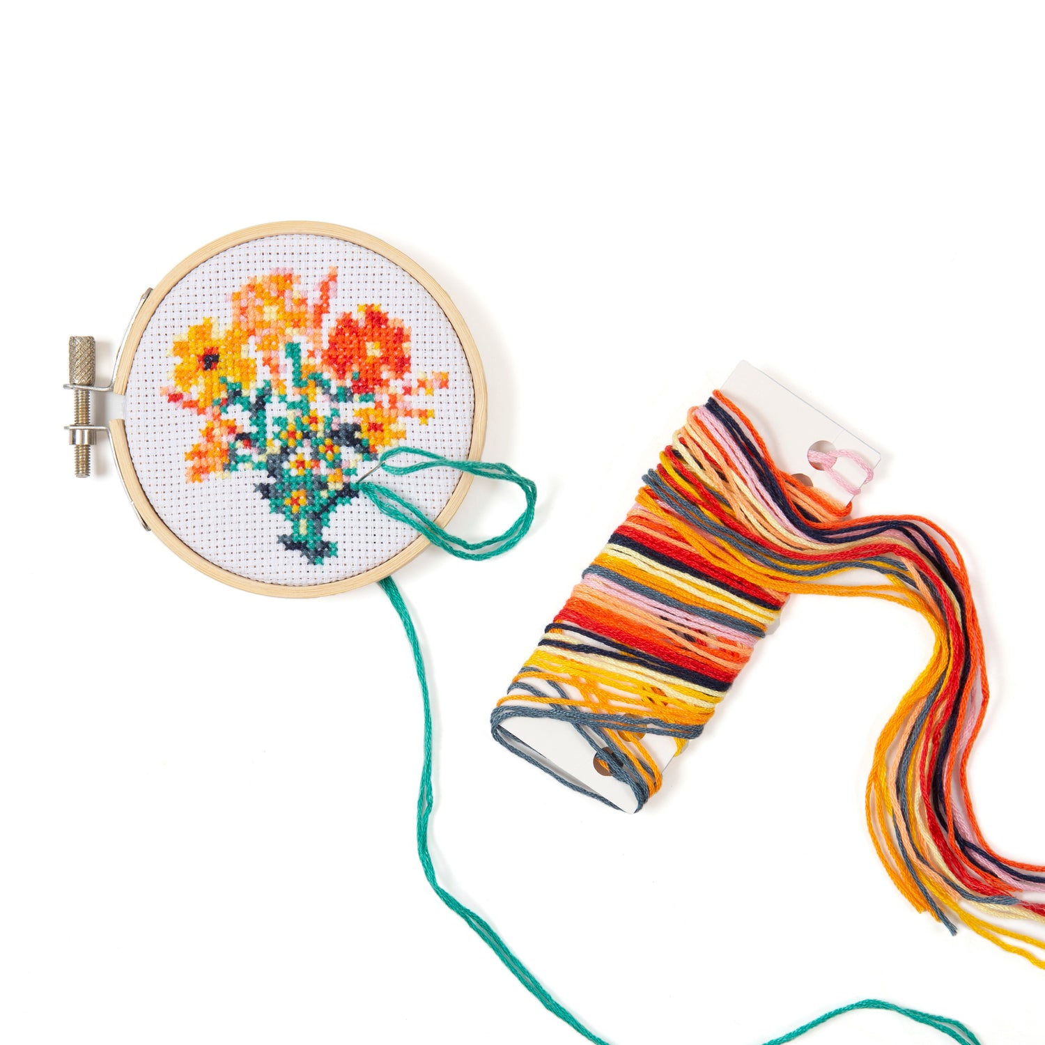 Kikkerland Mini Cross Stitch Embroidery Kit Mushroom