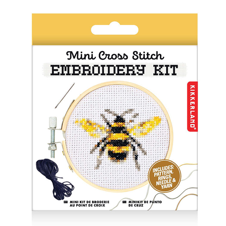 Bee Mini Cross Stitch Embroidery Kit – Kikkerland Design Inc