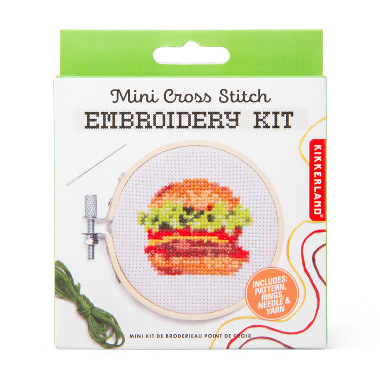 Burger Mini Cross Embroidery Kit – Kikkerland Design Inc