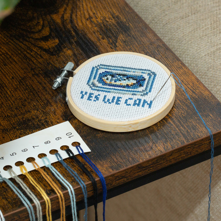 Yes We Can Sardine Mini Cross Stitch Embroidery – Kikkerland