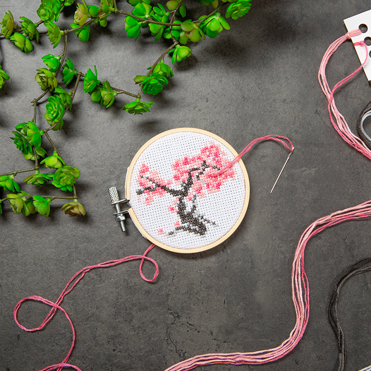 Cherry Blossom MiniCross Embroidery