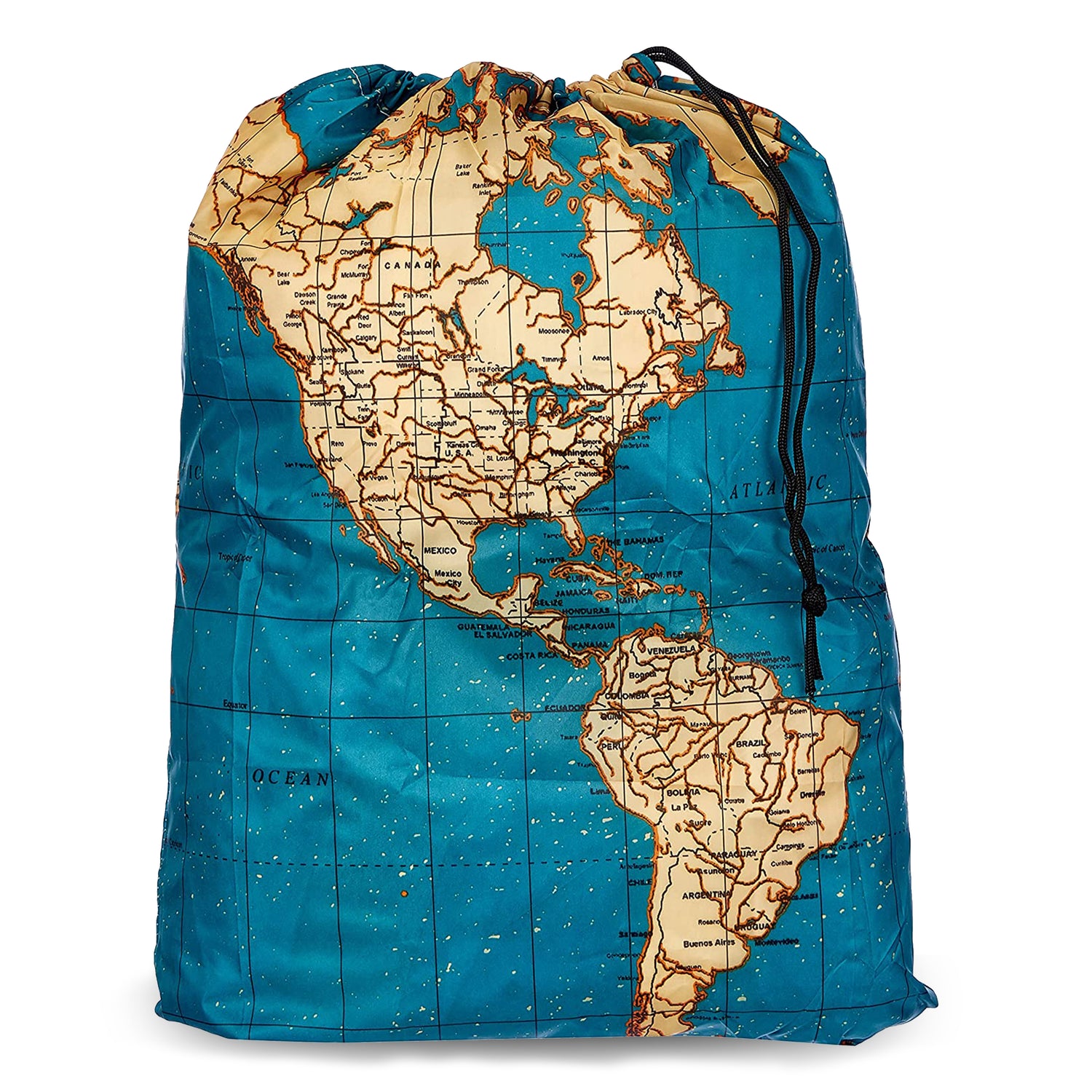 Sac à linge format voyage carte du monde