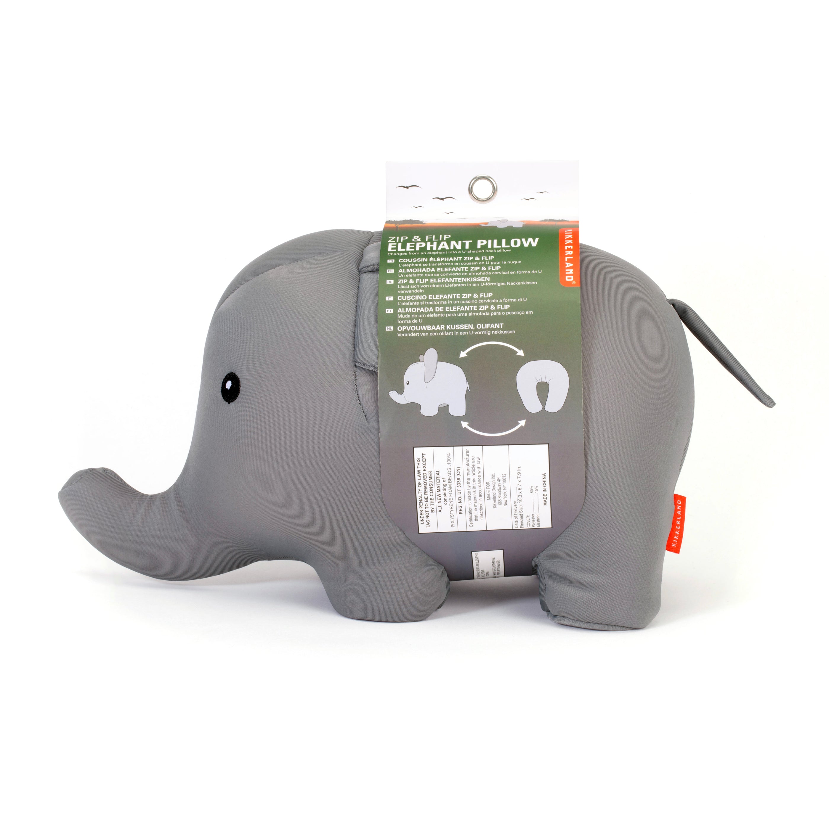 Elephant Zip & Flip Pillow — Kikkerland Design Inc