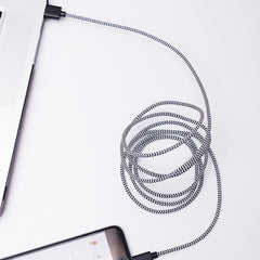 Black Chevron Cotton Braided Charging Cable