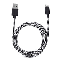 Black Chevron Cotton Braided Charging Cable