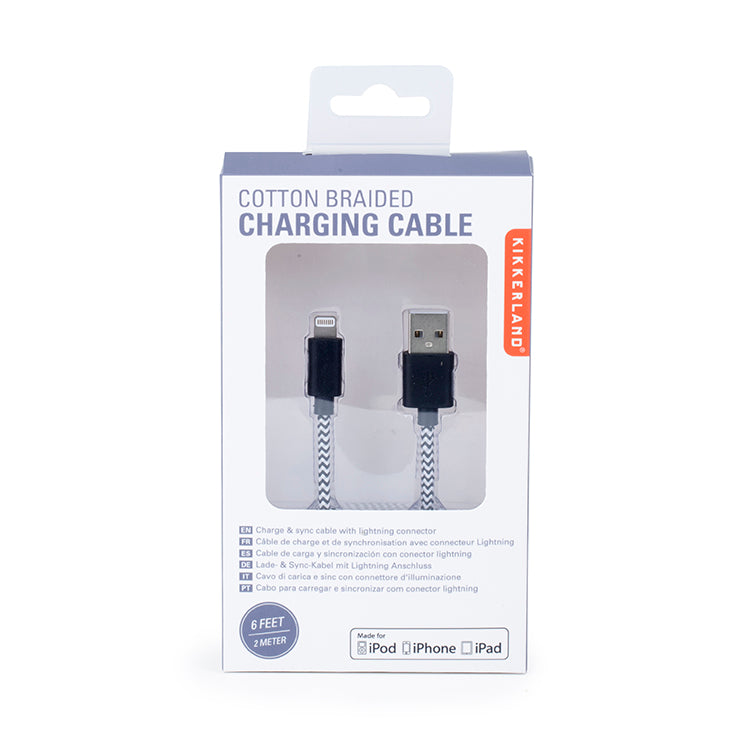 Black Chevron Cotton Braided Charging Cable