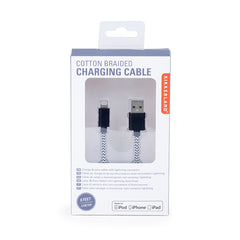Black Chevron Cotton Braided Charging Cable