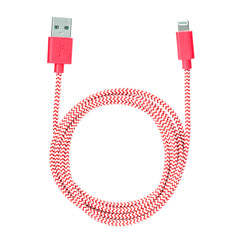 Red Chevron Cotton Braided Charging Cable