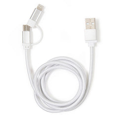 Silver 2-in-1 Braided Cable