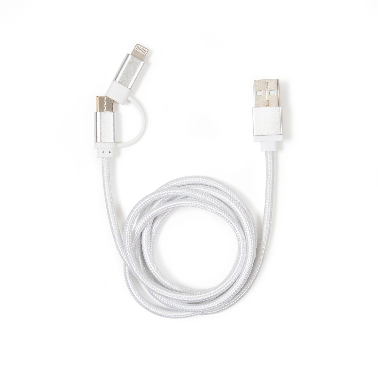 Silver 2-in-1 Braided Cable