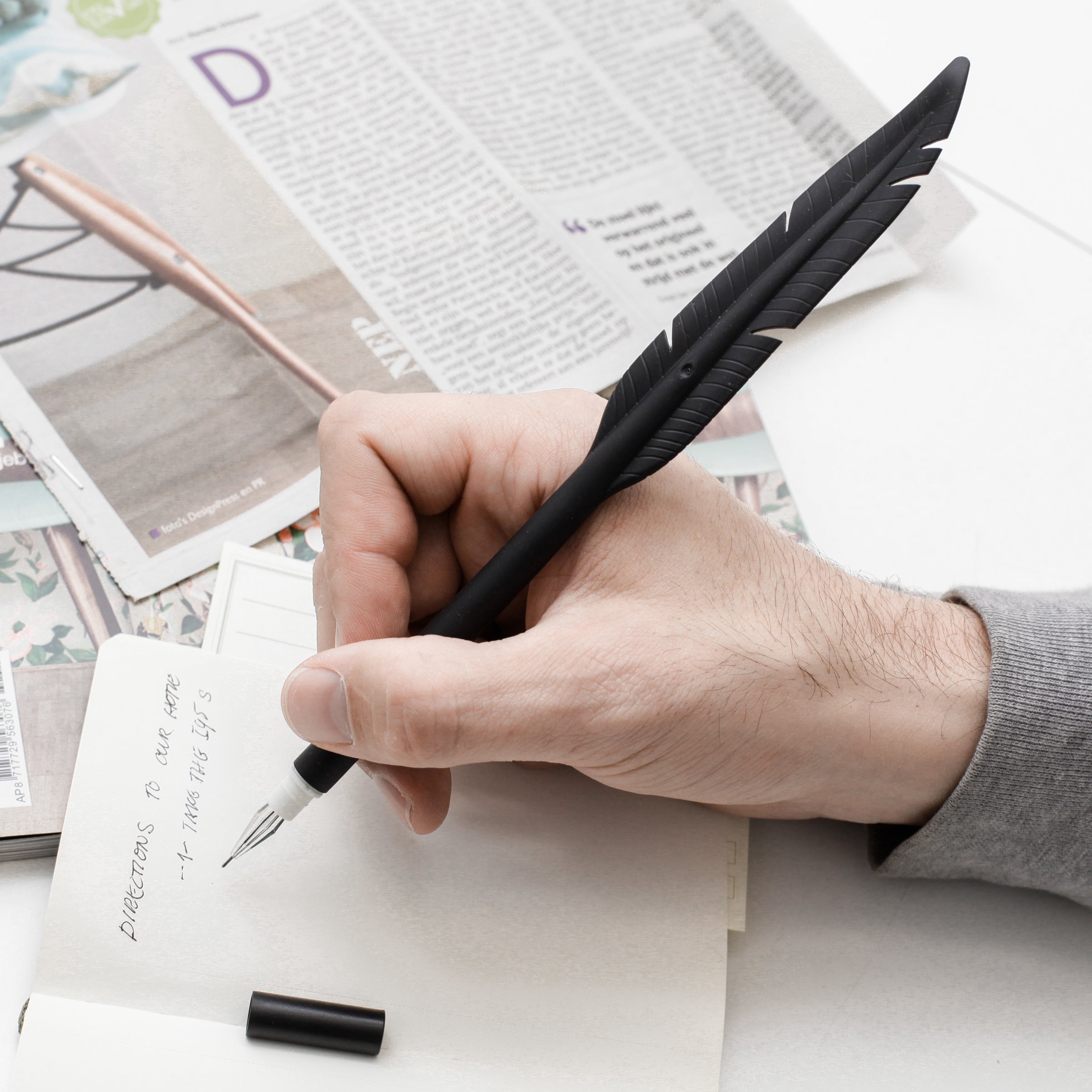 Pen on sale with feather