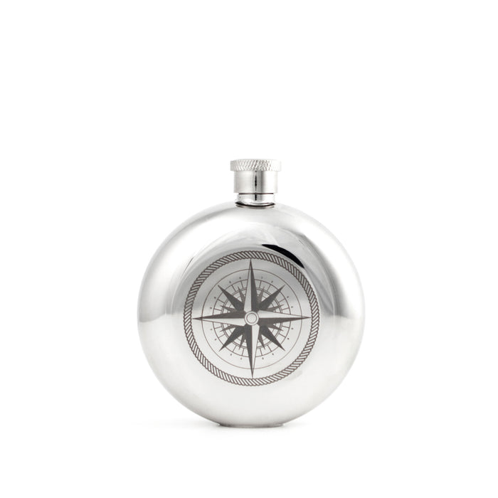 Small 3oz Engraved Compass Canteen Flask