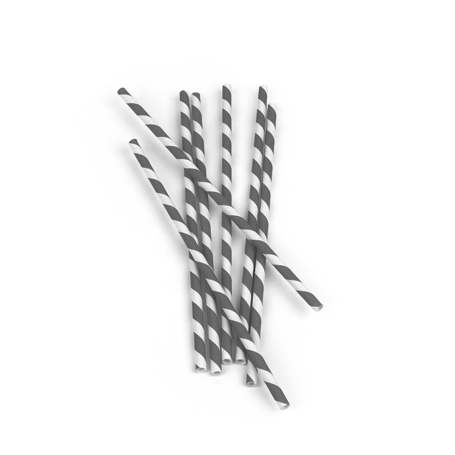 Gray Stripe Paper Straws