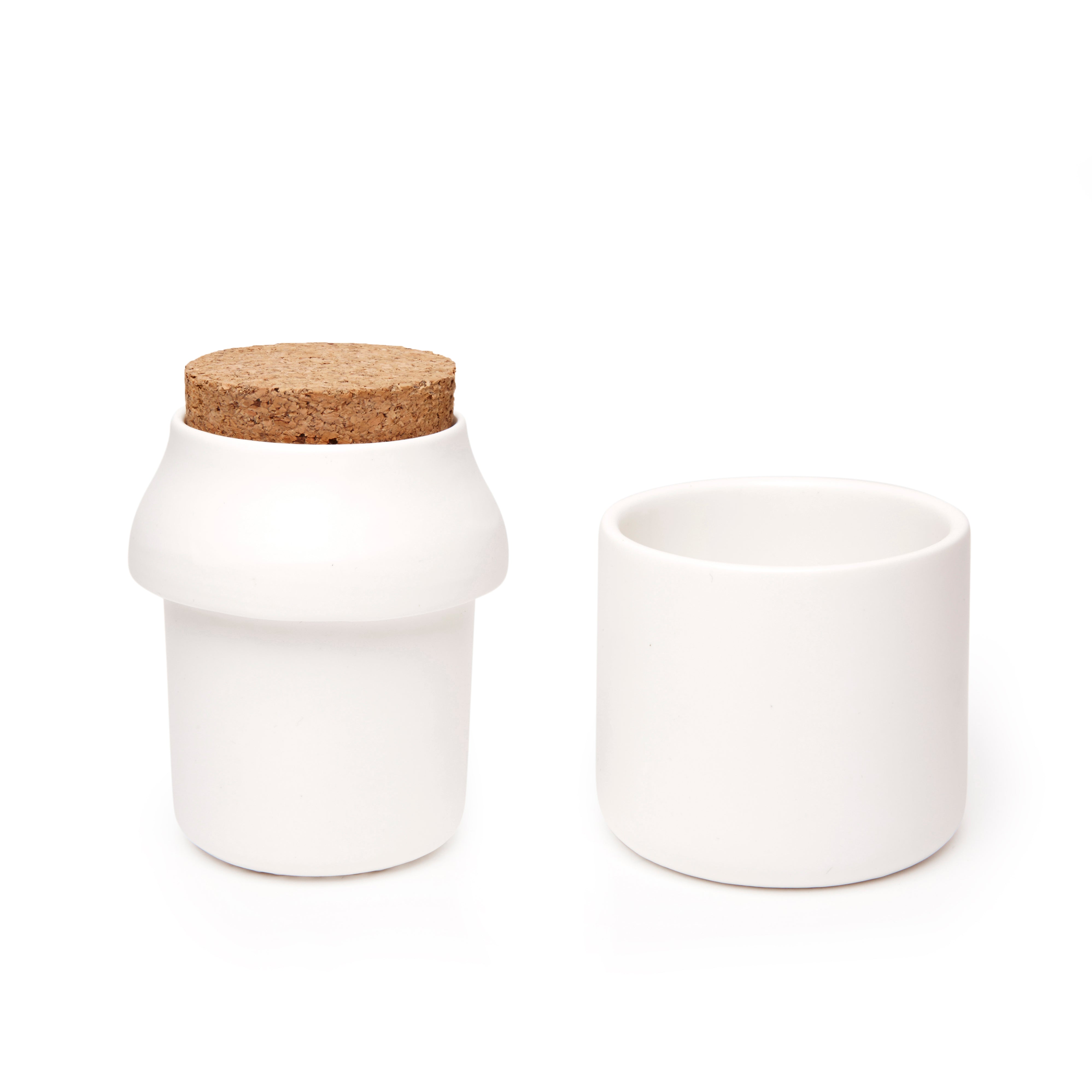 Ceramic Grinder + Jar Large White Kikkerland Design Inc