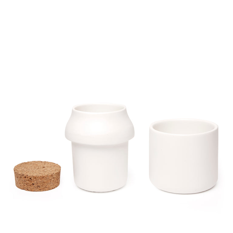 Ceramic Grinder + Jar Large White Kikkerland Design Inc